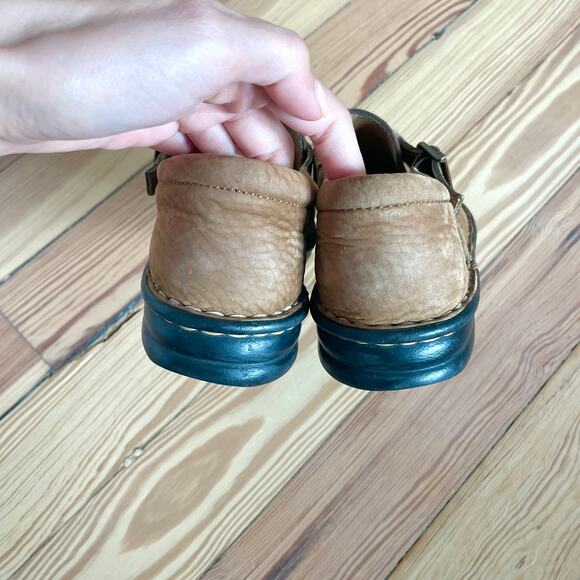 Born - Brown Leather Mary Jane Clog Flats - Picture 6 of 10